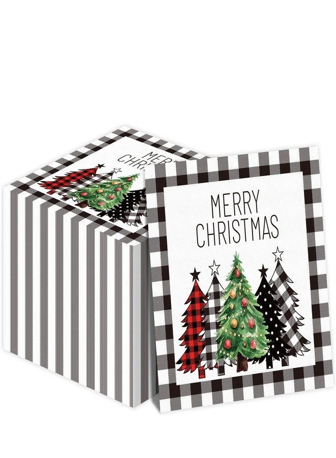 تفكس جيه مناديل عيد الميلاد بنقشة مربعات الجاموس باللونين الأسود والأبيض، مناديل غداء عيد الميلاد الريفية، مناديل ورقية شتوية للضيوف، مناشف يد للاستخدام مرة واحدة لتزيين طاولة عيد الميلاد (عبوة من 100 منديل) - Image 1